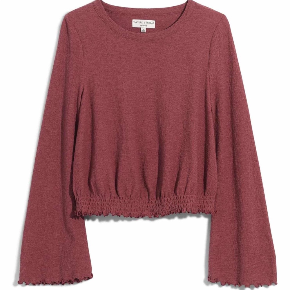 Madewell Texture & Thread Smocked Bell Sleeve Top